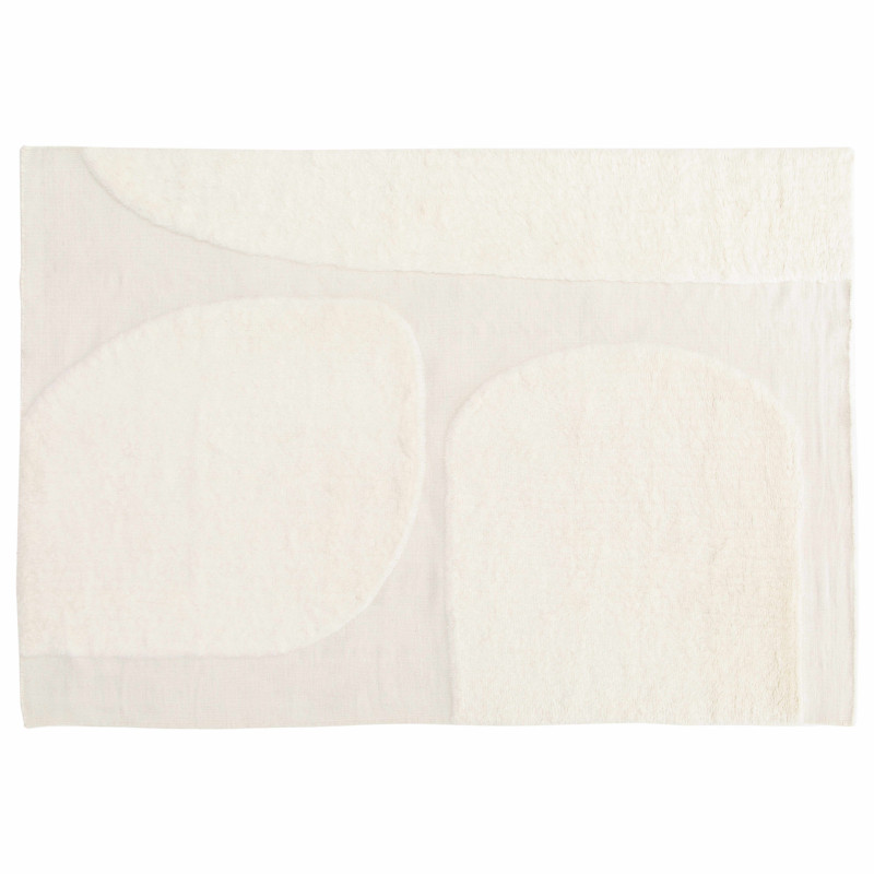 Tapis rectangulaire en laine à motif tissé main