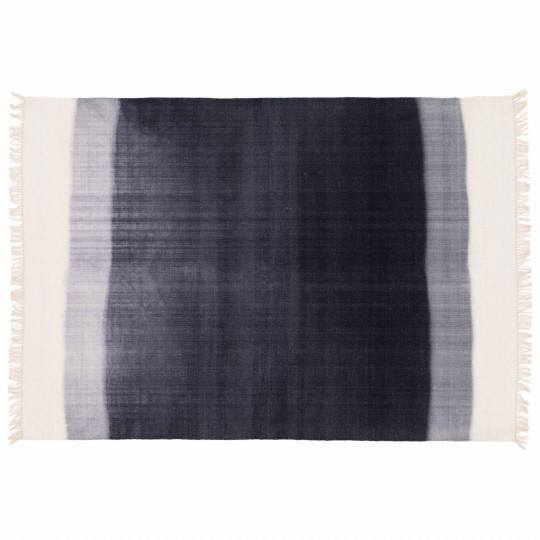 Tapis style bohème en laine et coton tissé rectangulaire avec franges | Oviala
