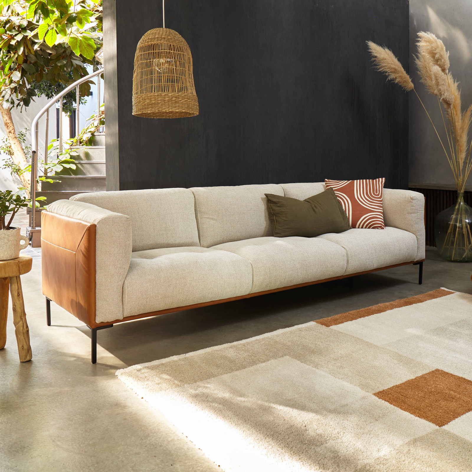 Tapis motif graphique à poils ras