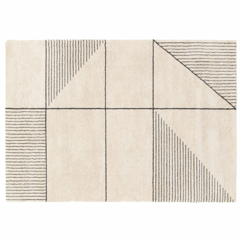 Tapis rectangulaire motif linéaire à poils courts