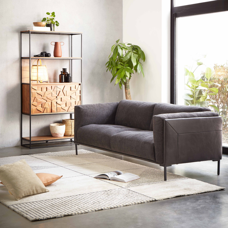 Tapis rectangulaire motif linéaire à poils ras