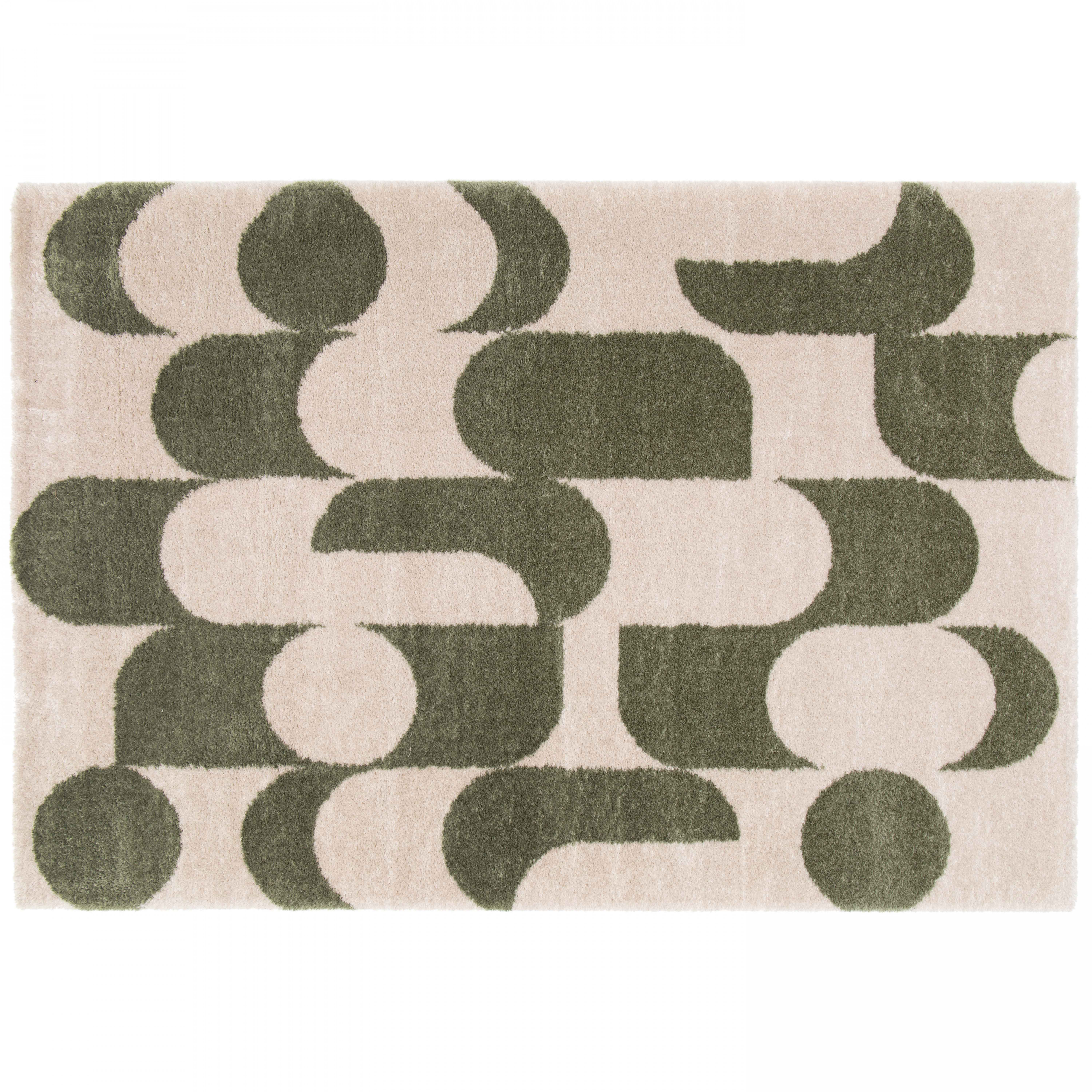 Tapis rectangulaire motif seventies à poils longs