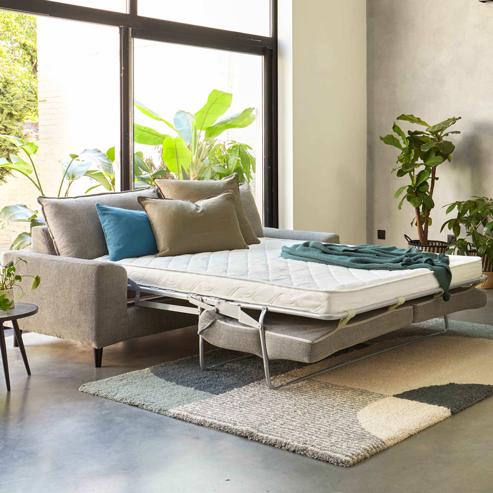 Canapé convertible en tissu chiné 3 places