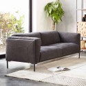Canapé bi-matière en cuir et tissu chiné 3 places