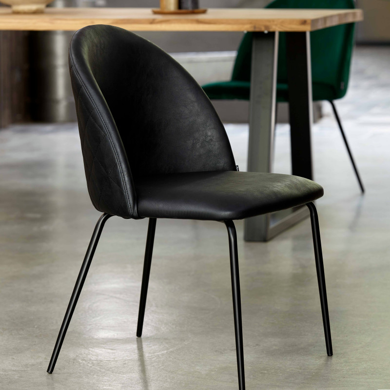 Lot de 4 chaises en cuir synthétique et bois FSC | Oviala
