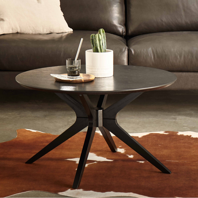 Table basse en bois de chêne ronde Ø80 cm style scandinave - Ambiance