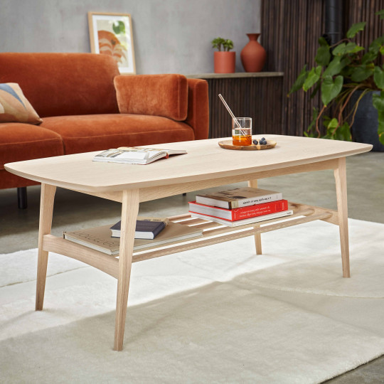 Table basse rectangulaire en chêne massif 120 x 60 cm