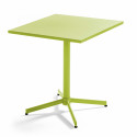 Table de jardin bistrot carrée rabattable et 4 chaises avec accoudoirs en métal