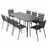 Table de jardin rectangulaire 180 x 90 cm et 8 chaises en métal