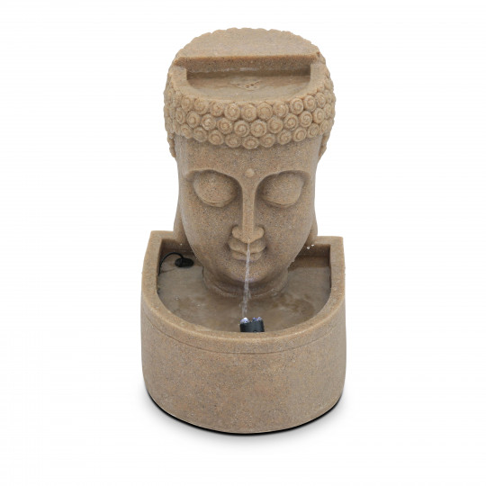 Fontaine tête de bouddha en pierre reconstituée avec LED 28 x 28 x 46cm