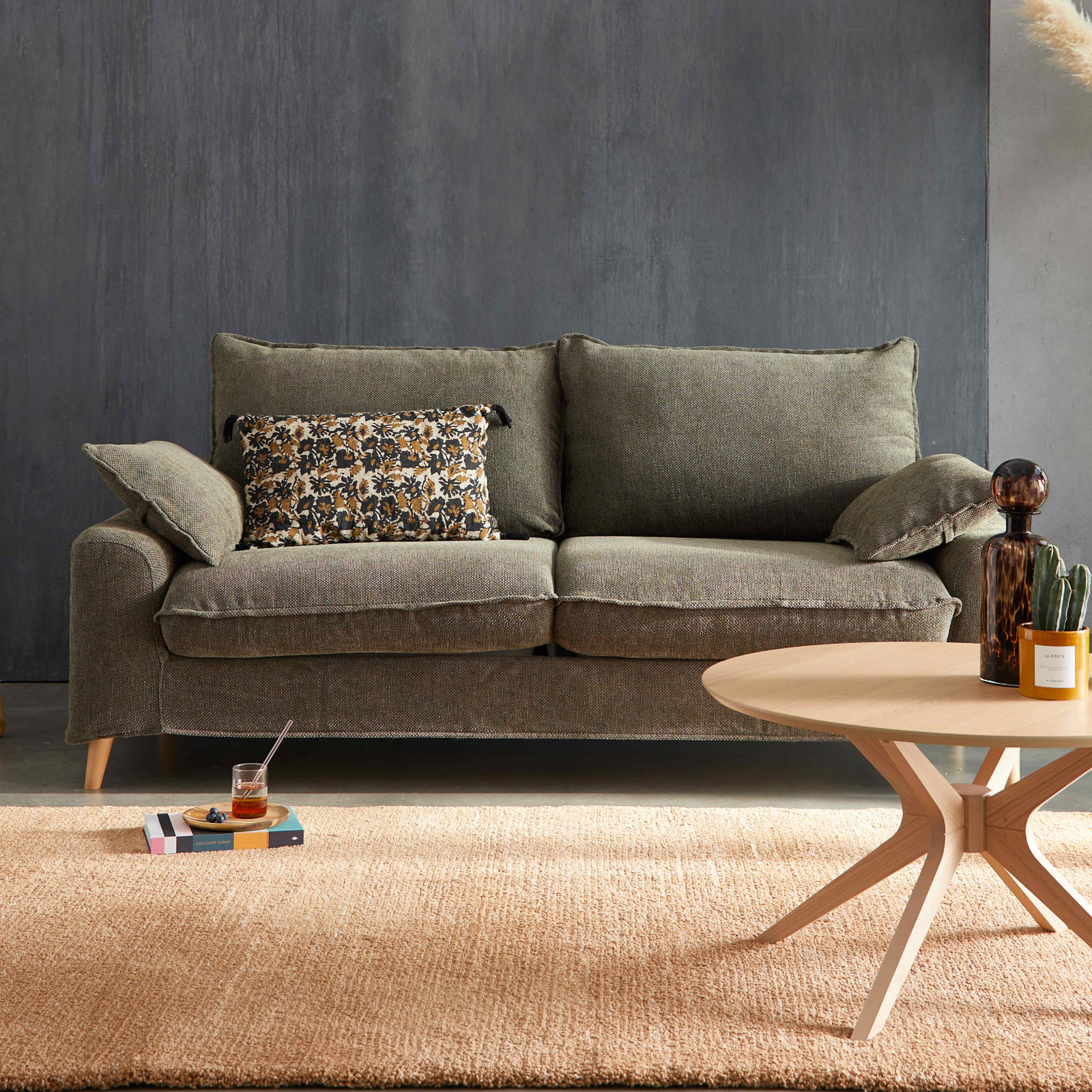 Table basse ronde placage chêne Ø 80 cm