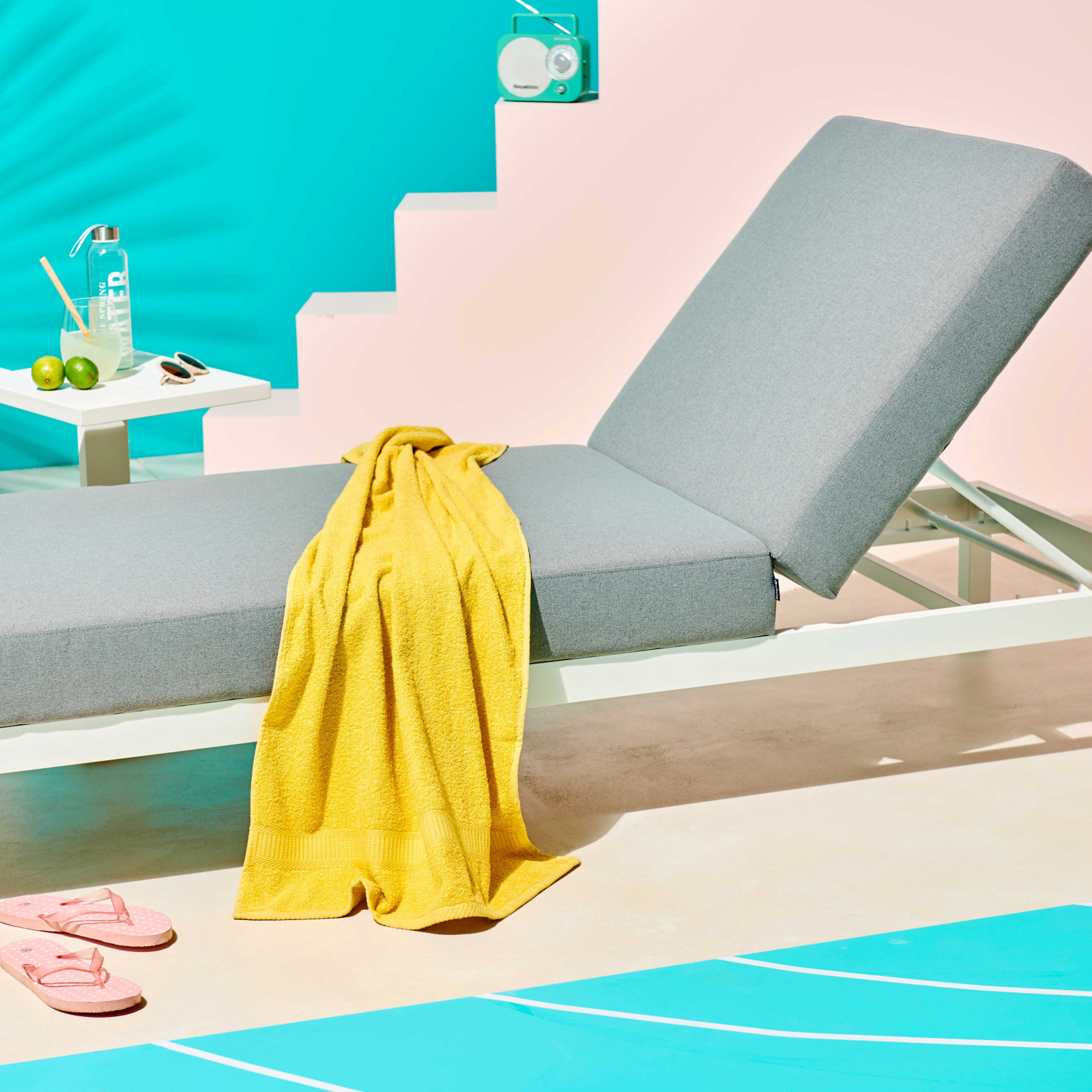 Bain de soleil avec coussin, inclinable 5 positions