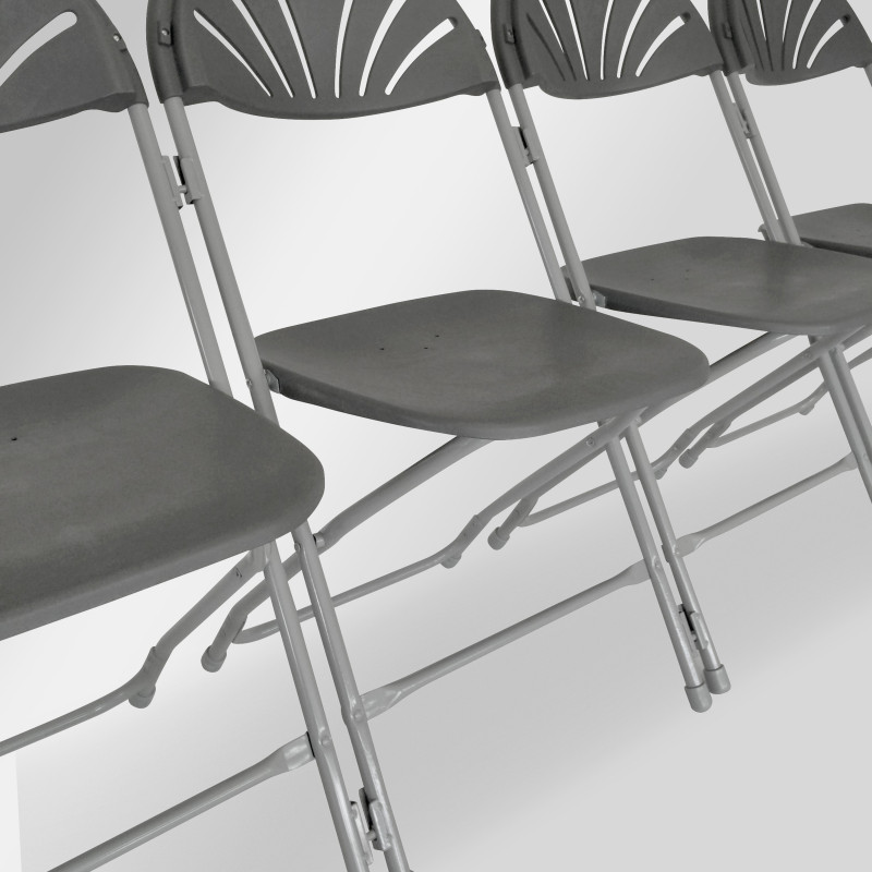 Lot 10 chaises pliantes grises et crochets de liaison - Gris anthracite