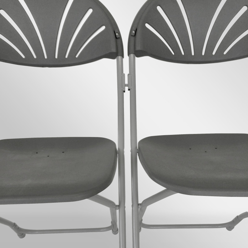 Lot 10 chaises pliantes grises et crochets de liaison - Gris anthracite