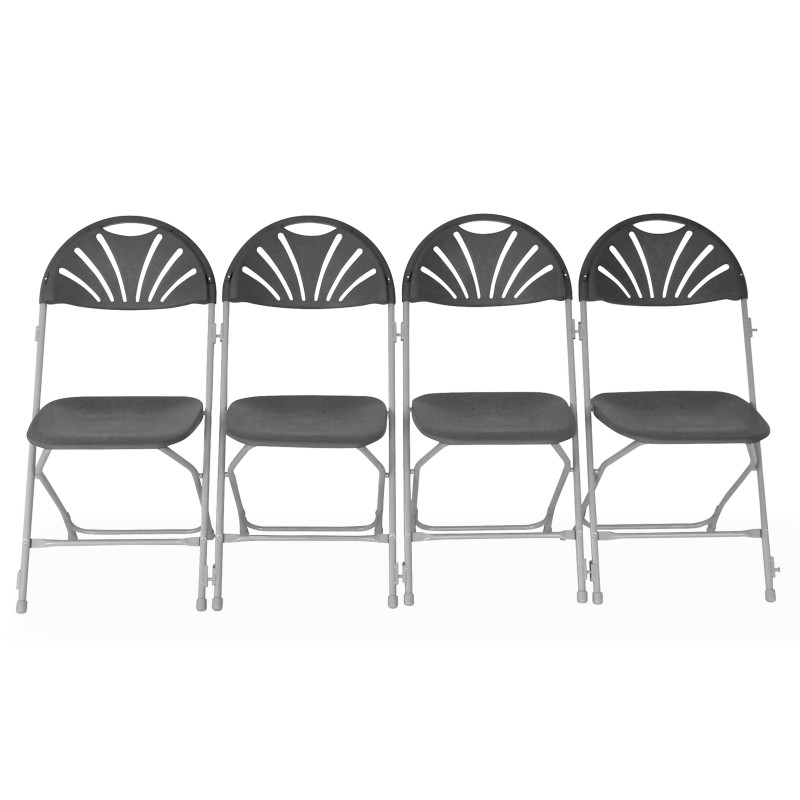Lot 10 chaises pliantes grises et crochets de liaison - Gris anthracite