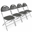 Lot 10 chaises pliantes grises et crochets de liaison - Gris anthracite