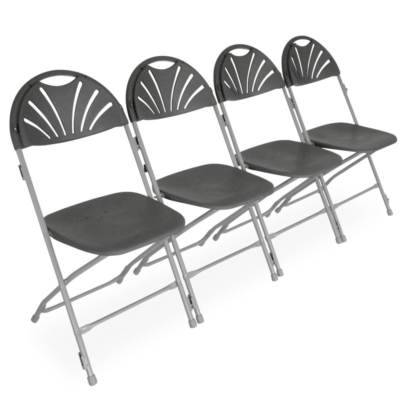 Lot 10 chaises pliantes grises et crochets de liaison - Gris anthracite