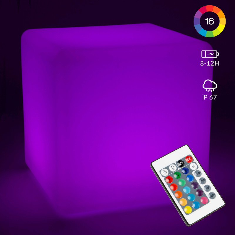Cube LED multicolore avec télécommande 43cm