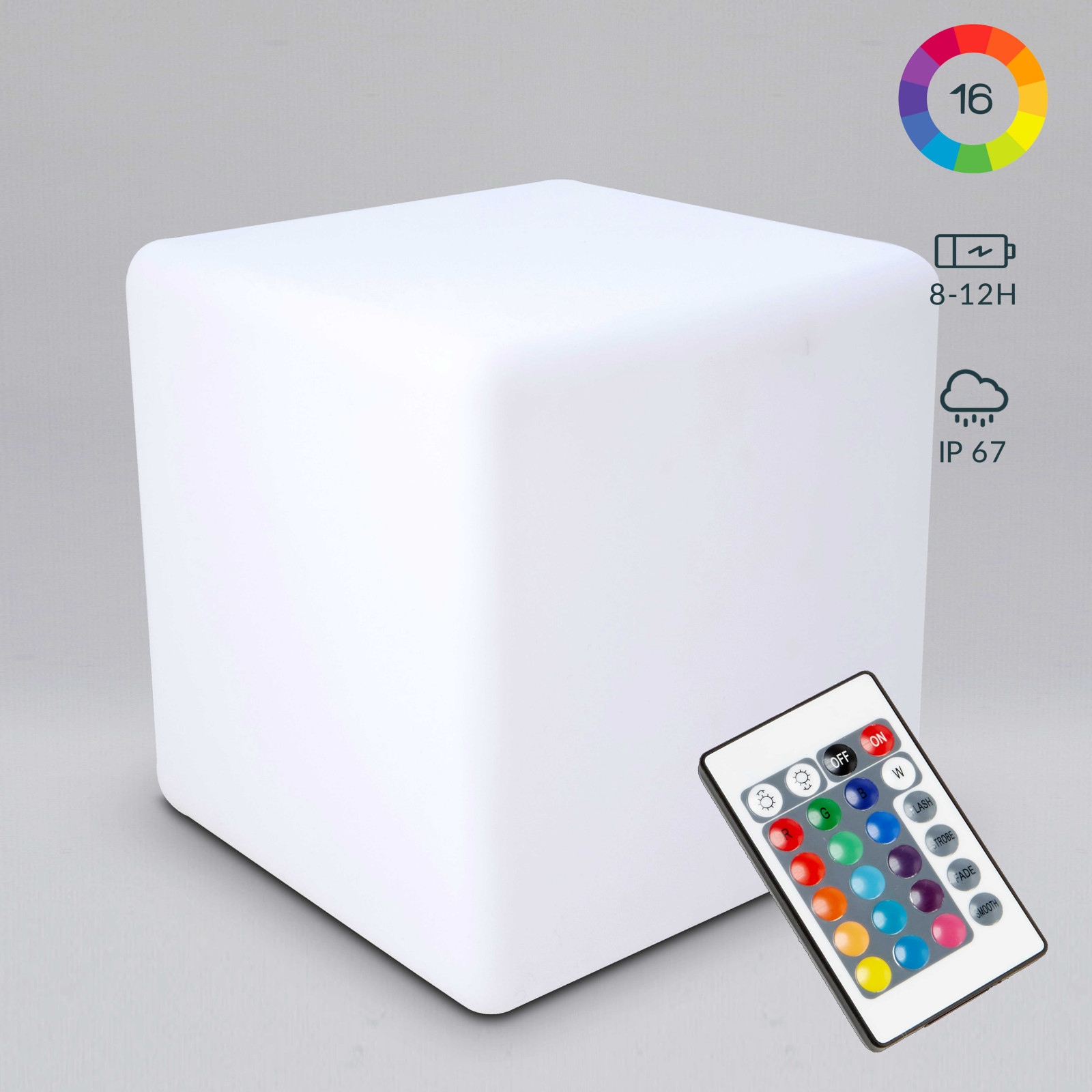 Cube LED d'extérieur  multicolore (30cm)