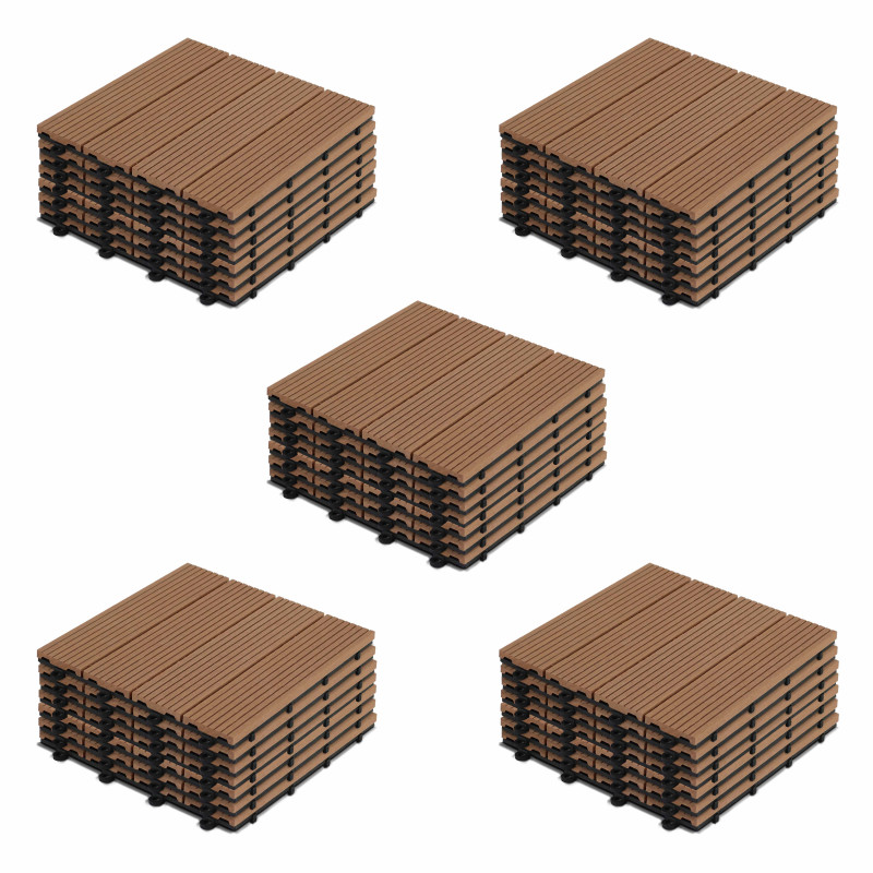 Lot dalles de terrasse clipsables en bois composite - (30 x 30 x 2,5 cm)