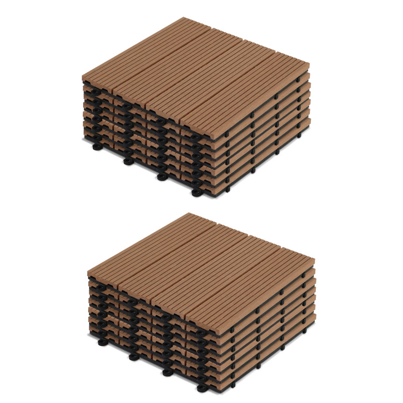 Lot dalles de terrasse clipsables en bois composite - (30 x 30 x 2,5 cm)