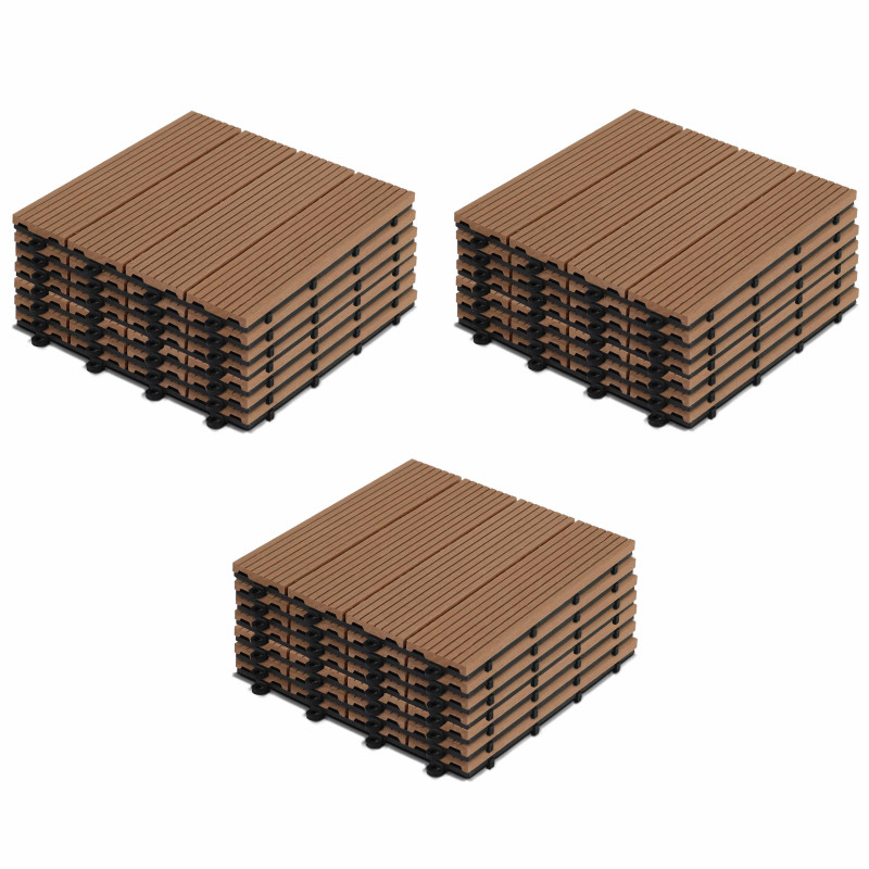 Lot dalles de terrasse clipsables en bois composite - (30 x 30 x 2,5 cm)