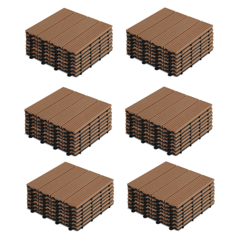 Lot dalles de terrasse clipsables en bois composite - (30 x 30 x 2,5 cm)