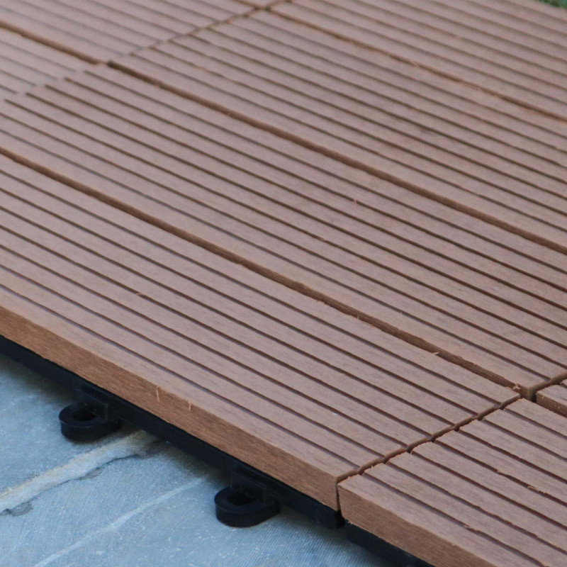 Lot dalles de terrasse clipsables en bois composite - (30 x 30 x 2,5 cm)
