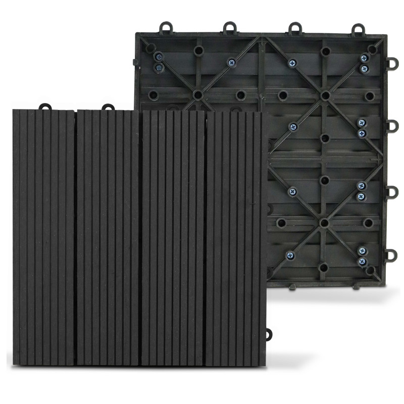 Lot dalles de terrasse clipsables bois composite