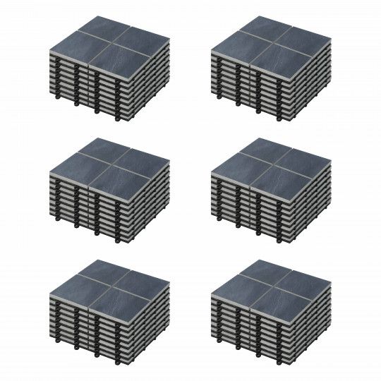 Dalles de terrasse clipsables à carreaux en pierre noire (30x30x2,5 cm) - Vendues par lot | Oviala
