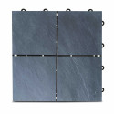 Lot dalles de terrasse clipsables à carreaux en pierre noire (30 x 30 x 2,5 cm)
