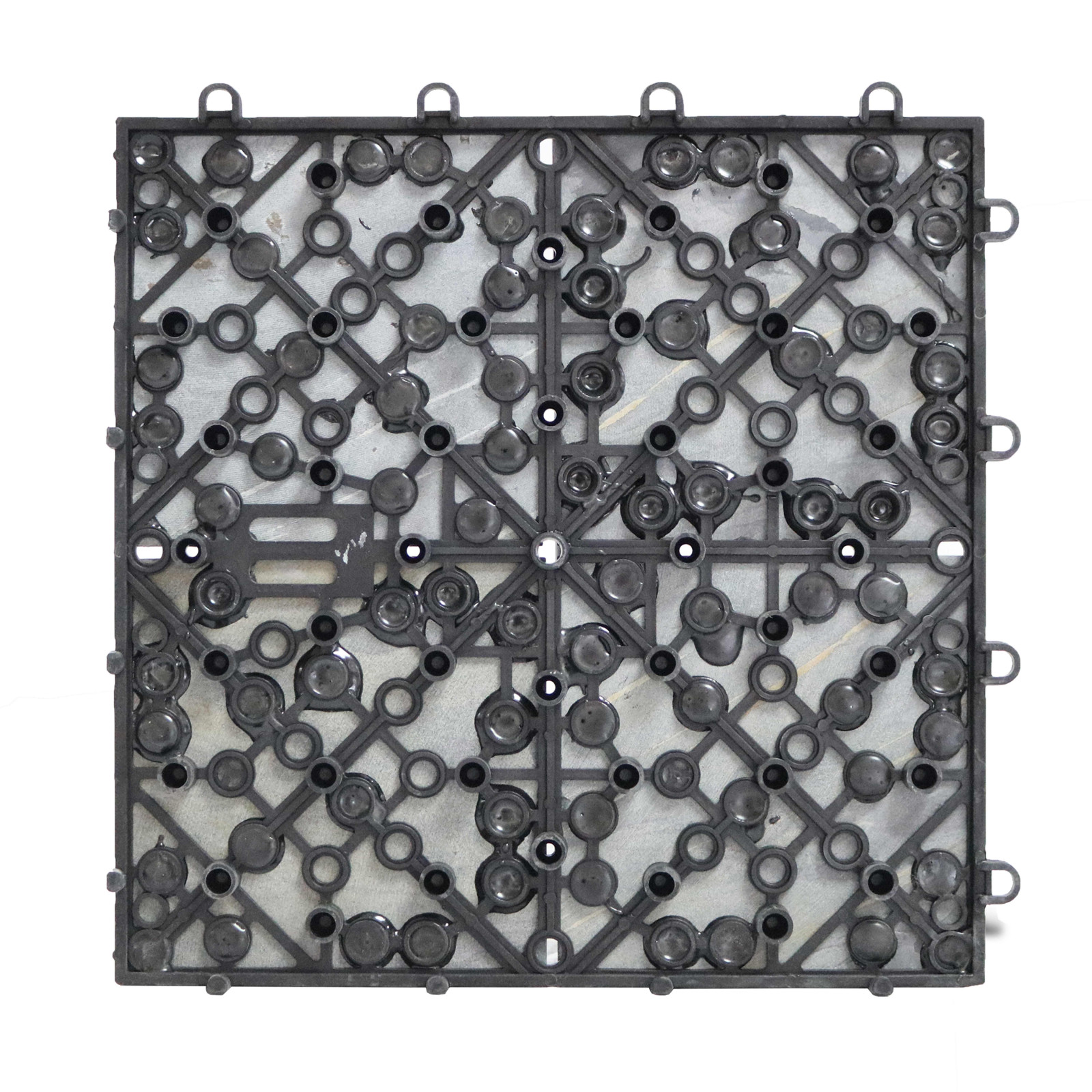 Lot dalles de terrasse clipsables à carreaux en pierre noire (30 x 30 x 2,5 cm)