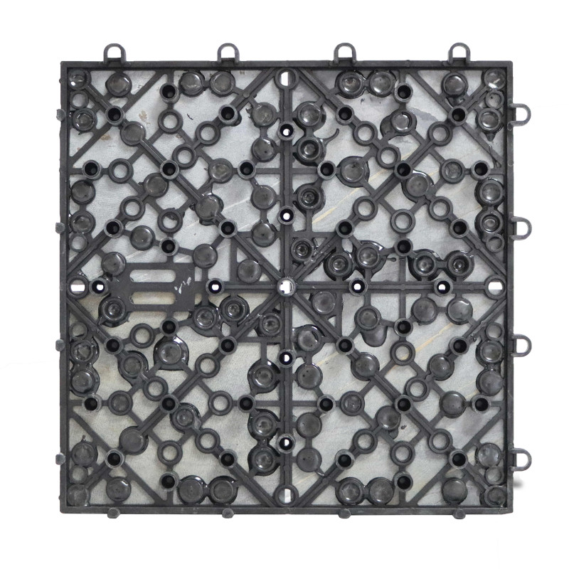 Lot dalles de terrasse clipsables à carreaux en pierre noire (30 x 30 x 2,5 cm) (2/4)