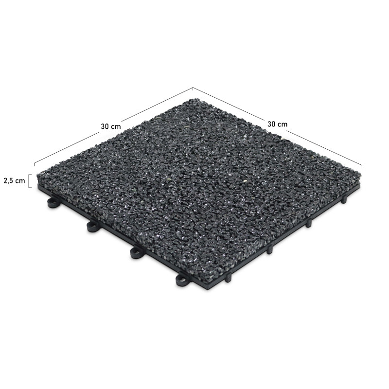 Lot dalles de terrasse clipsables en gravillon (30 x 30 x 2,5 cm)
