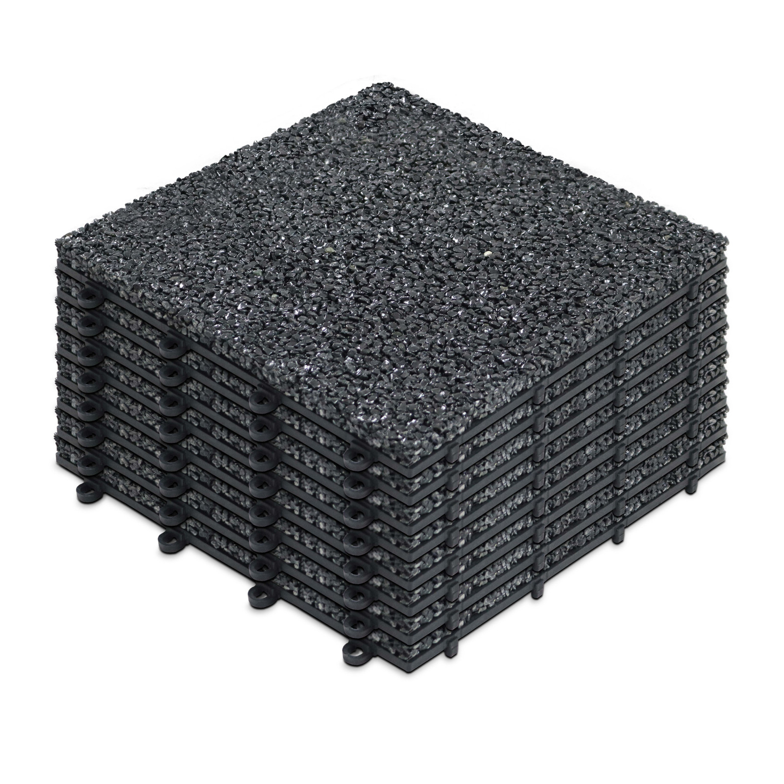 Lot dalles de terrasse clipsables en gravillon (30 x 30 x 2,5 cm)