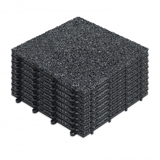 Lot dalles de terrasse clipsables en gravillon (30 x 30 x 2,5 cm)