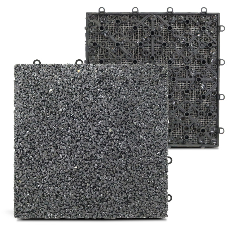 Lot dalles de terrasse clipsables en gravillon (30 x 30 x 2,5 cm)