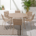 Table de jardin ronde et 6 chaises en métal