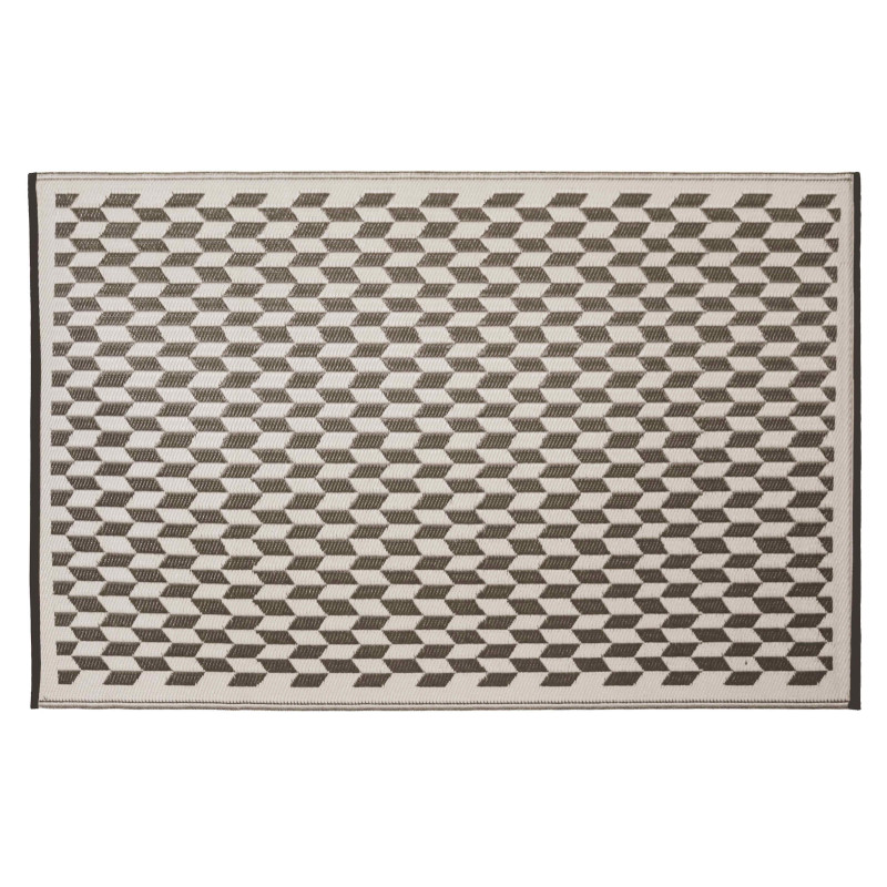 Tapis d'extérieur rectangulaire à motifs tressé double-face en polypropylène