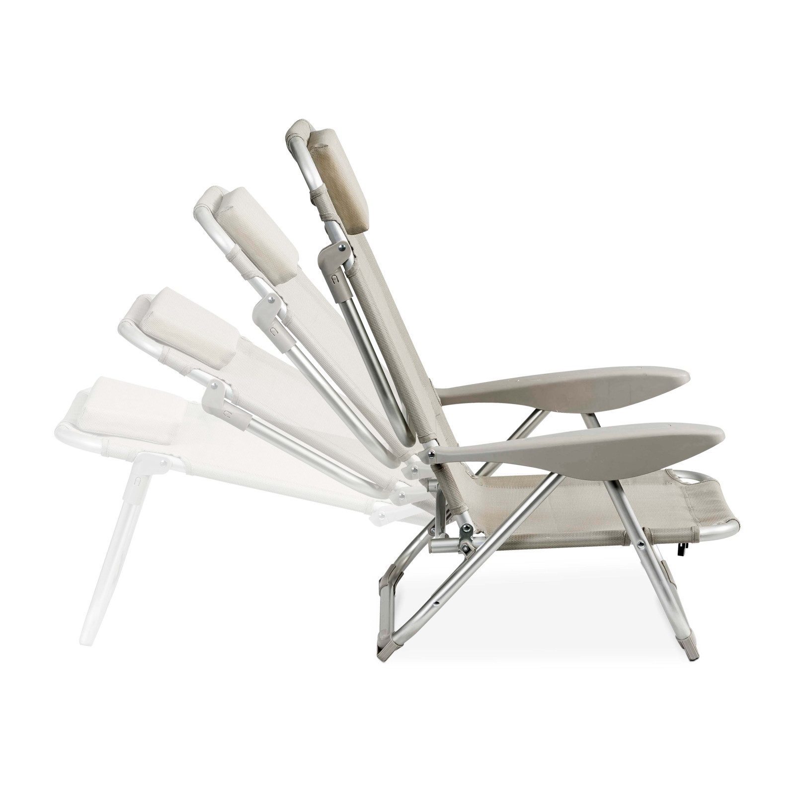 Chaise de plage pliante, inclinable 4 positions