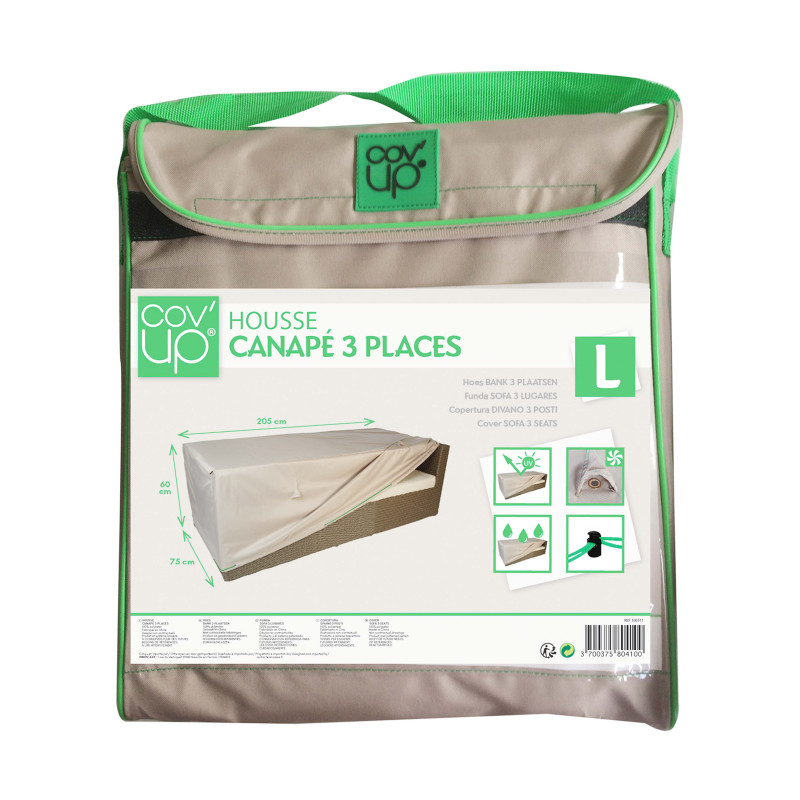 Housse canapé 205 x 75 x 60 cm taupe