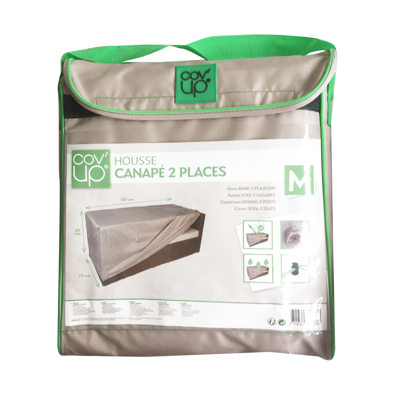 Housse canapé 130 x 75 x 60 cm taupe