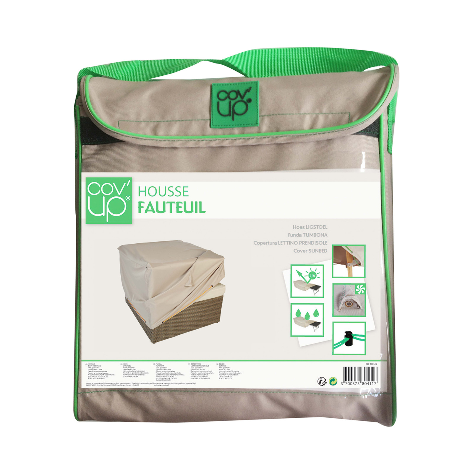 Housse fauteuil 75 x 75 x 60 cm taupe