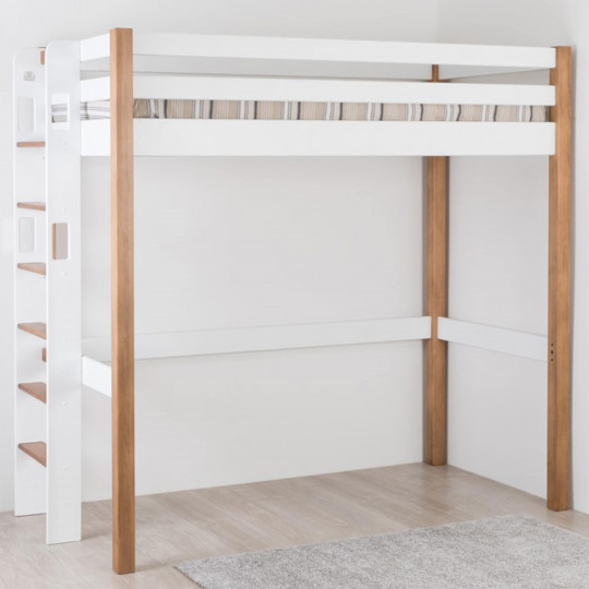 Lit mezzanine avec accès latéral en pin massif