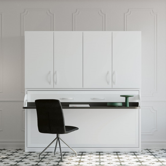 Lit escamotable horizontal avec bureau et dressing
