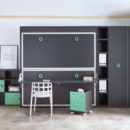 Lits superposés escamotables 90x200 cm avec bureau