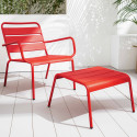 Fauteuil bas et repose-pieds en métal