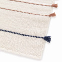 Tapis rectangulaire en laine tissé à la main avec pompons à poils ras