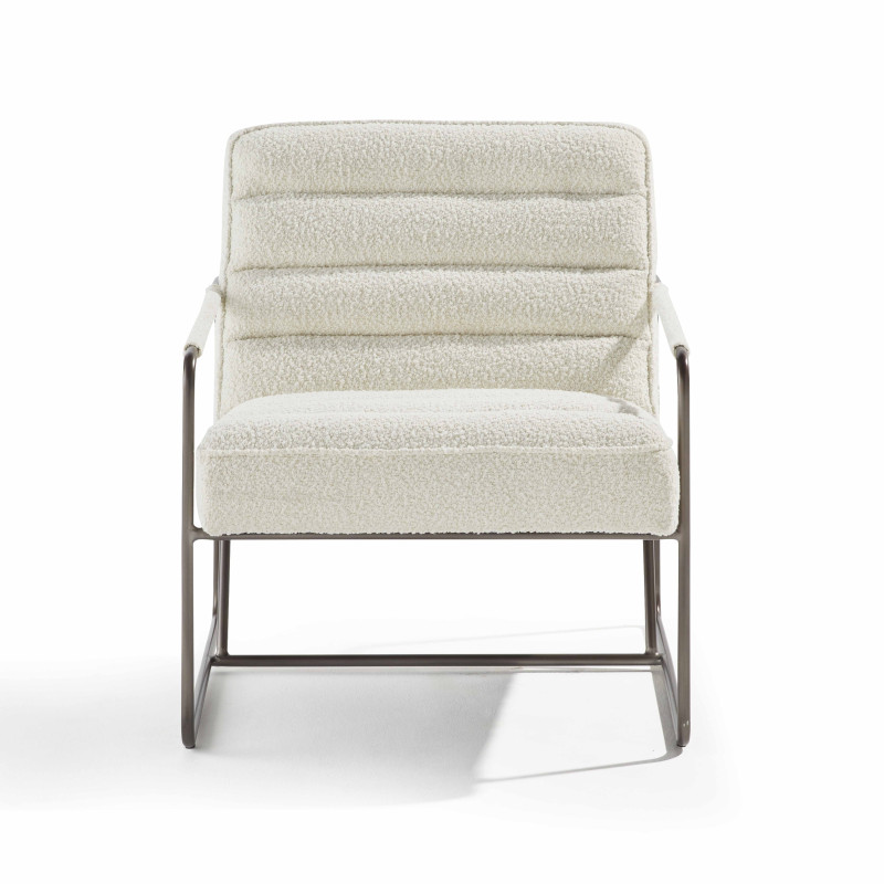 Fauteuil capitonnée en tissu bouclette