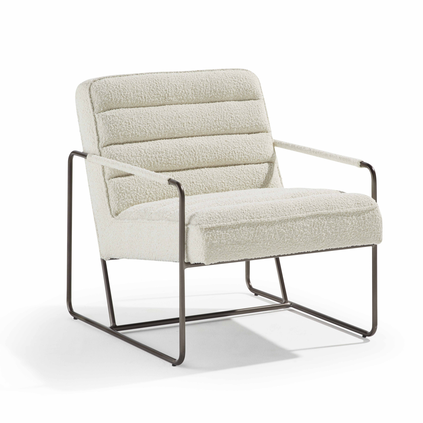 Fauteuil capitonnée en tissu bouclette